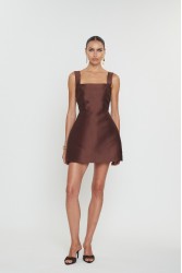 MIX AND MATCH Vasiliki Mini Dress Brown Καφέ Μίνι Φόρεμα